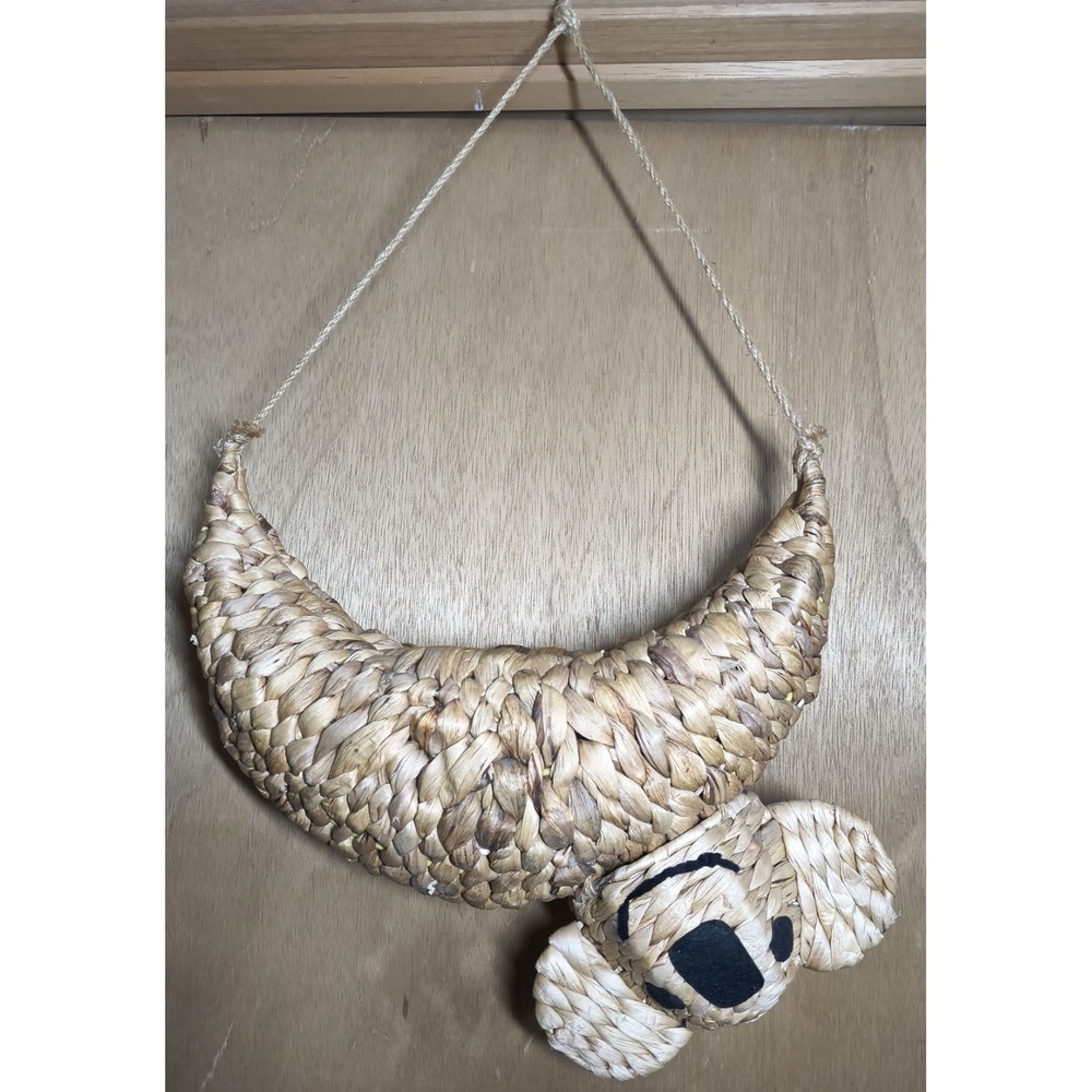 Woven Rattan Koala Bear Hanging Basket ~ Planter, Storage, Animal Nature Decor